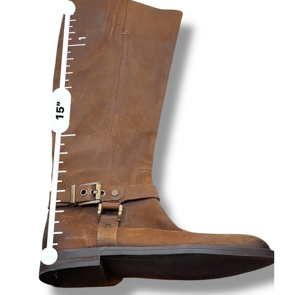 Franco Sarto Vantage Riding Boots Leather Knee High Buckle Brown Boots US 7.5M - Picture 2 of 12